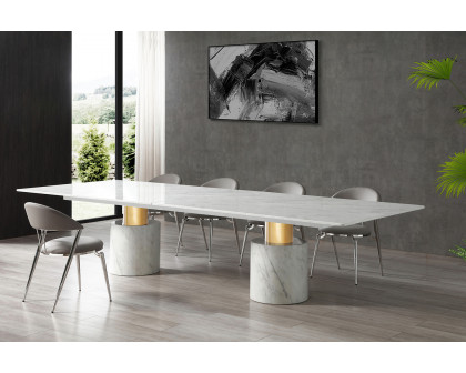 Whiteline Geneva Small Dining Table - White, Gold Base