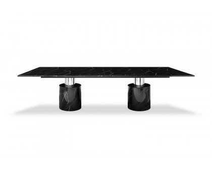 Whiteline Geneva Large Dining Table - Black, Silver Base