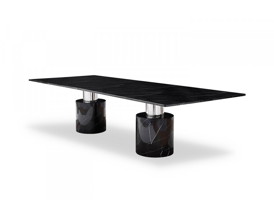 Whiteline Geneva Large Dining Table - Black, Silver Base