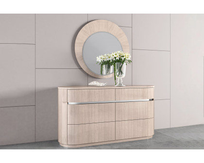 Whiteline - Waves Round Mirror in Beige