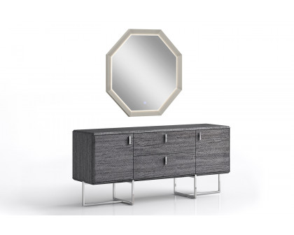 Whiteline - Chloe Hexagonal Mirror in Gray