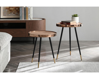 Whiteline Meli Large Side Table - Walnut/Black