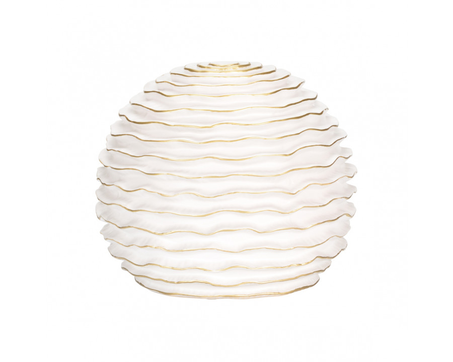 Wildwood - Elio Orb in Matte White/Metallic Gold, Ceramic/Porcelain