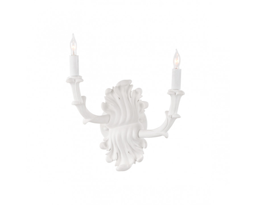 Wildwood - Roche Plaster Double Arm Sconce in White Plaster, Composite