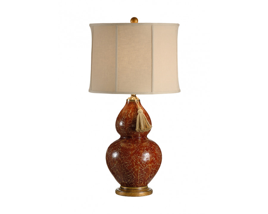 Wildwood - Red Gourd Lamp in Red Crackled Glaze, Ceramic/Porcelain