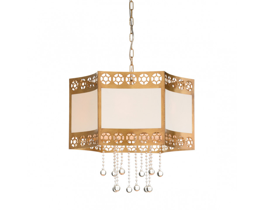 Wildwood - Golden Glory Chandelier in Antique Brass/Off White/Clear, Metal