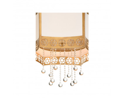 Wildwood - Golden Glory Chandelier in Antique Brass/Off White/Clear, Metal