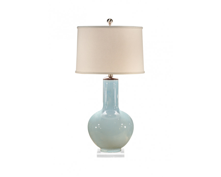 Wildwood - Cayden Lamp in Pale Blue Glaze/Wood, Porcelain