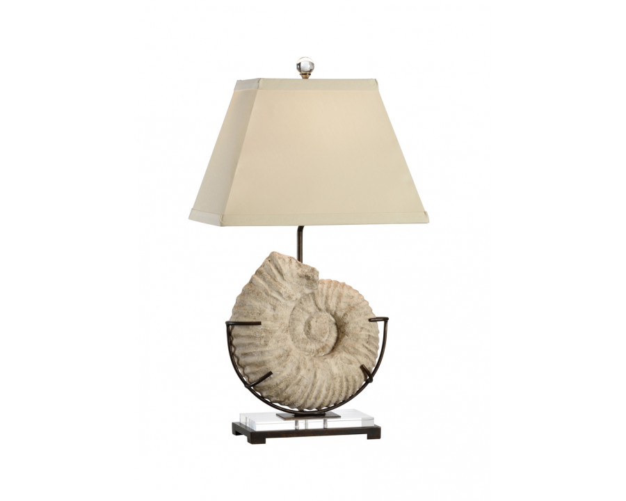 Wildwood - Ammonite Lamp in Natural White Stone, Large