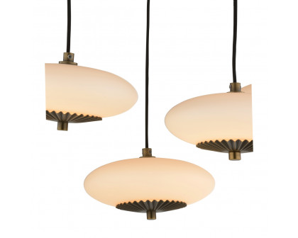 Wildwood - Collier Chandelier in Antique Brass/Black/Milk, Metal