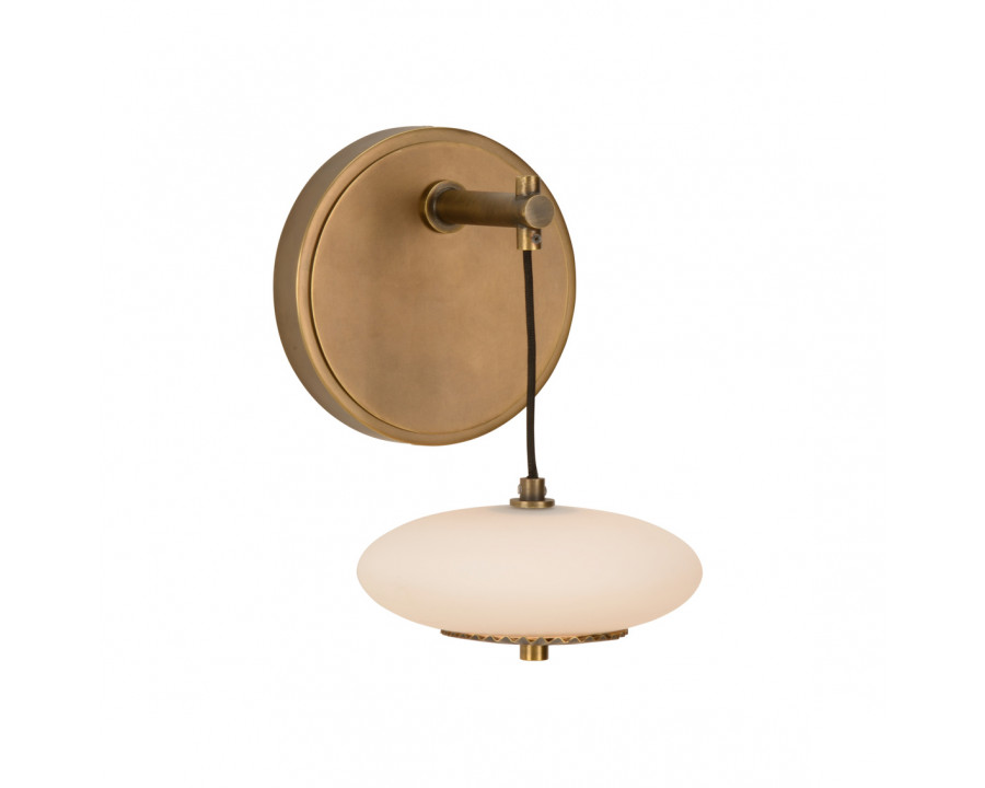 Wildwood - Collier Sconce in Antique Brass/Milk, Metal