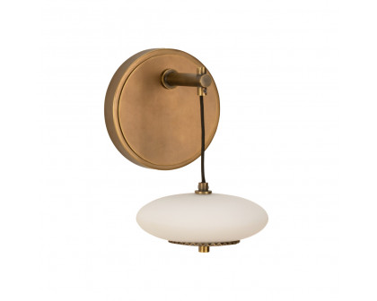 Wildwood - Collier Sconce in Antique Brass/Milk, Metal