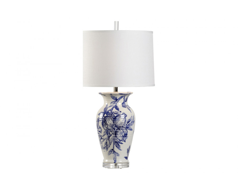 Wildwood - Ashley I Lamp in White/Blue Glaze, Ceramic/Porcelain