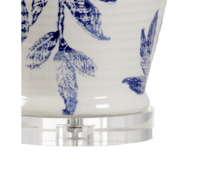 Wildwood - Ashley I Lamp in White/Blue Glaze, Ceramic/Porcelain