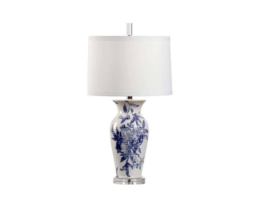 Wildwood - Ashley II Lamp in White/Blue Glaze, Ceramic/Porcelain