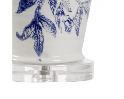 Wildwood - Ashley II Lamp in White/Blue Glaze, Ceramic/Porcelain