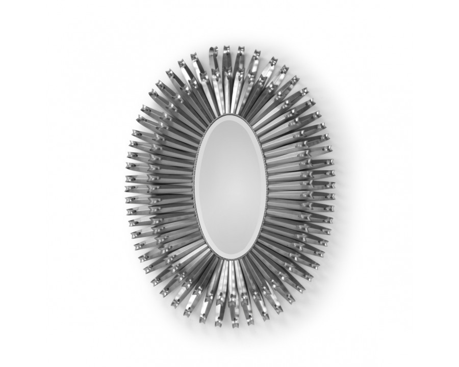 Wildwood - Curls Around Oval Mirror in Polished Nickel/Plain, Metal/Mirror