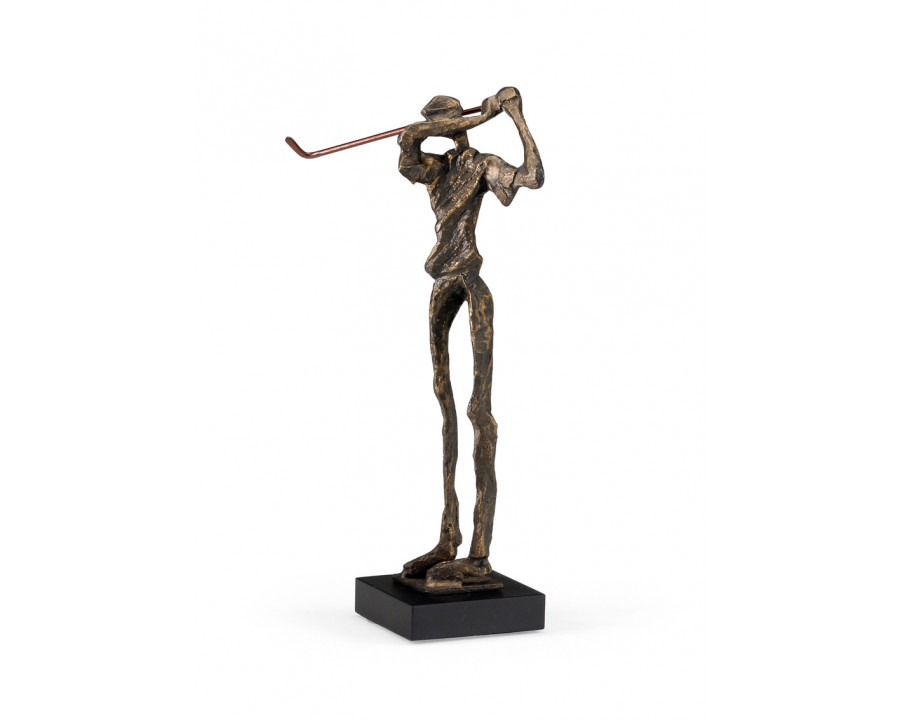 Wildwood - Swinging Golfer in Old Bronze, Metal