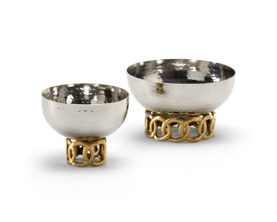 Whiteline Celtic Rings Bowls (S2) in Hammered/Polished Nickel/Antique Brass