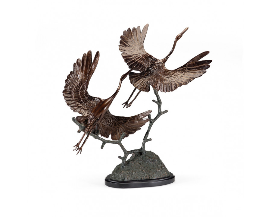 Wildwood - Cranes Take Off in Bronze, Metal