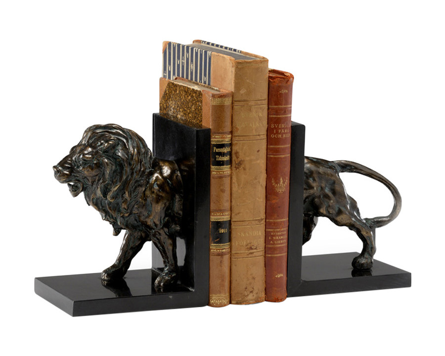 Wildwood - Lioncrest Bookends (Pr) in Bronze, Large