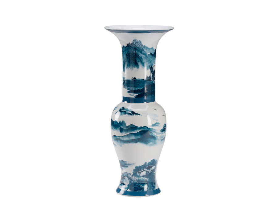 Wildwood - Edo Vase in Teal/White Glaze, Large