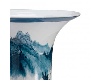 Wildwood - Edo Vase in Teal/White Glaze, Large