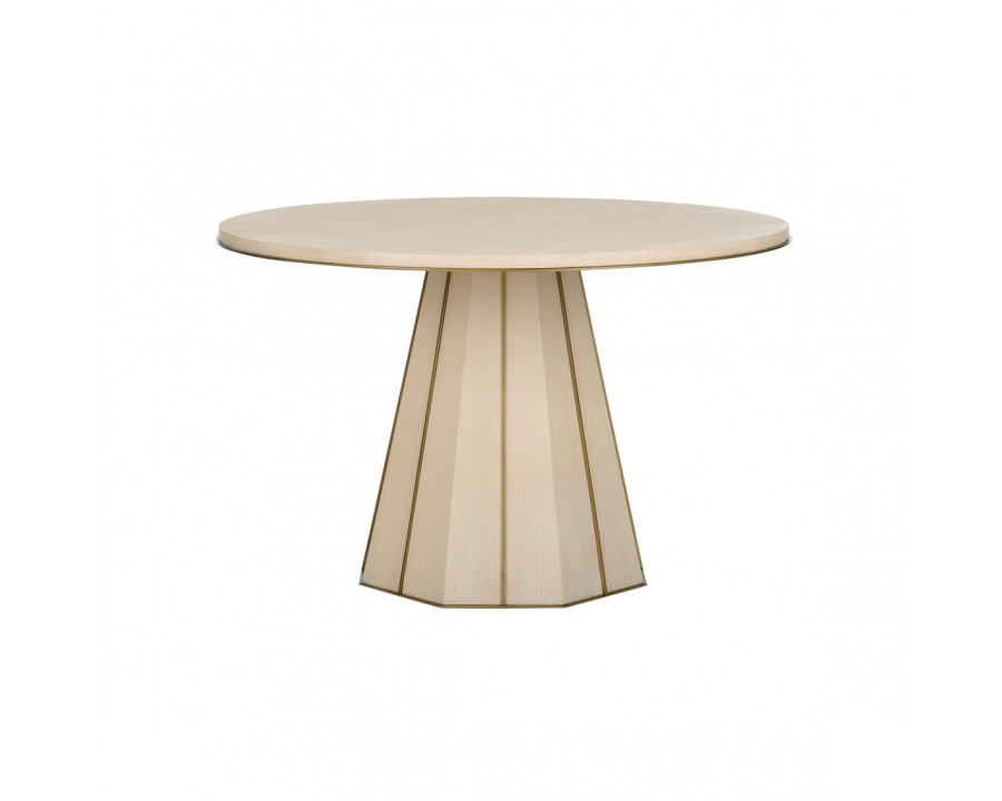 Wildwood - Clint Center Table in White Oak/Antique Brass, Wood