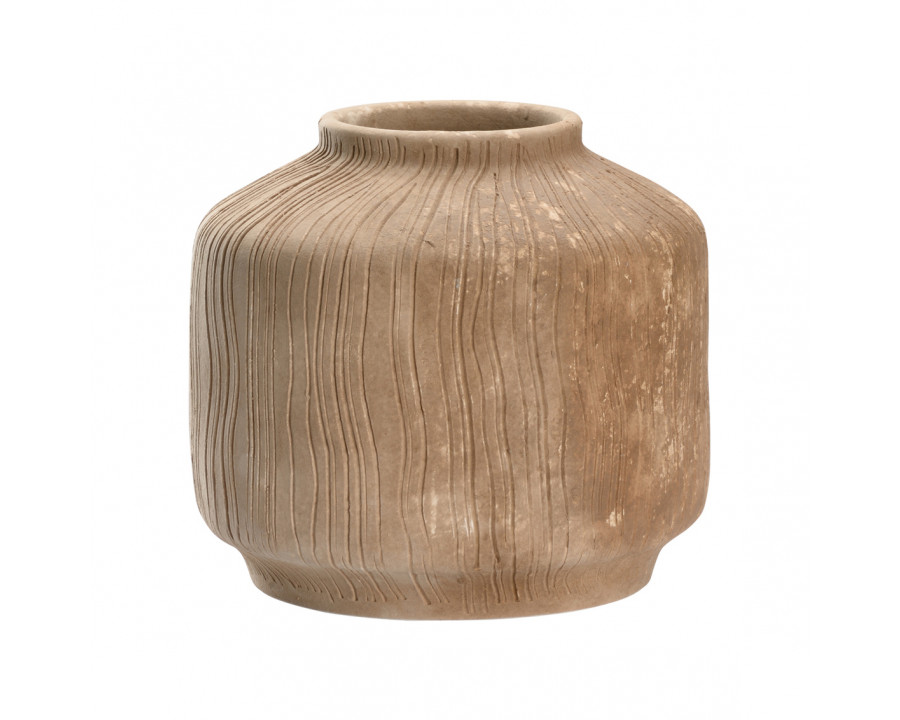 Wildwood - Marley Low Vase in Matte Beige Glaze, Ceramic/Porcelain