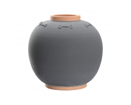 Wildwood Everly Large Vase - Matte Gray/Terra Cotta, Ceramic/Porcelain