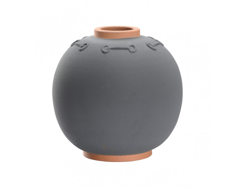 Wildwood Everly Small Vase - Matte Gray/Terra Cotta, Ceramic/Porcelain