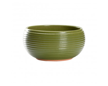 Wildwood - June Bowl in Green Glaze/Terra Cotta, Large