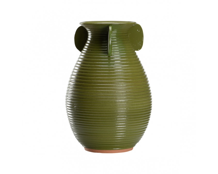 Wildwood - June Vase in Green Glaze/Terra Cotta, Ceramic/Porcelain