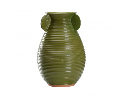 Wildwood - June Vase in Green Glaze/Terra Cotta, Ceramic/Porcelain