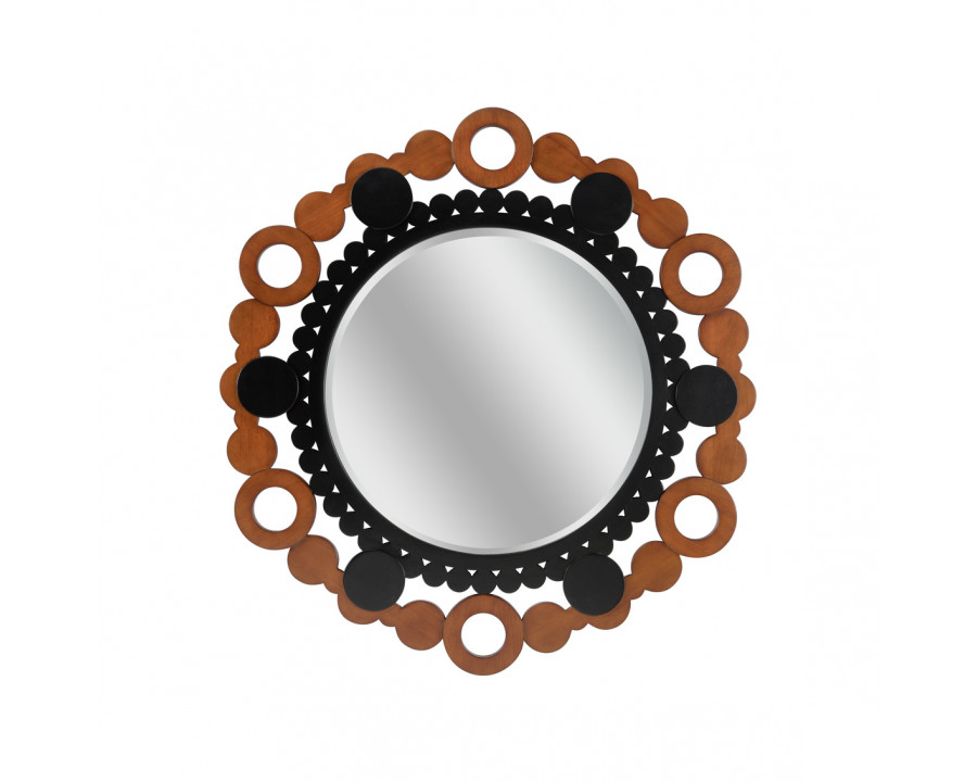 Wildwood - Gwen Wall Mirror in Walnut/Black Lacquer/Antique/Beveled, Wood