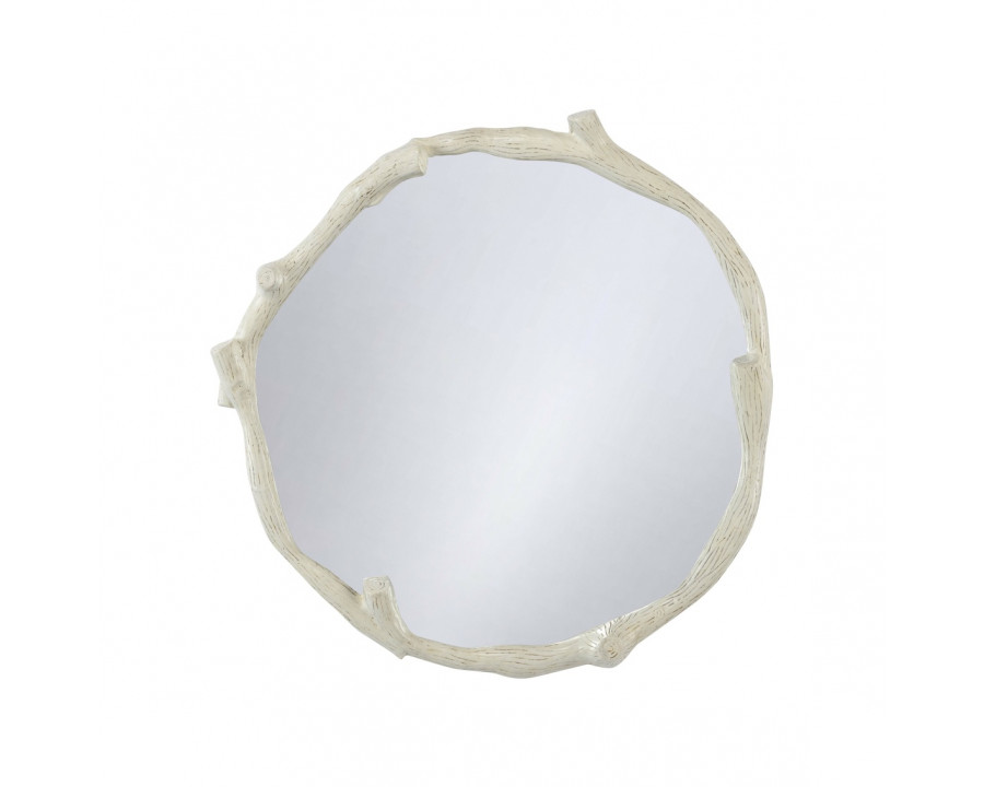 Wildwood Timber Round Mirror - Antique White/Clear