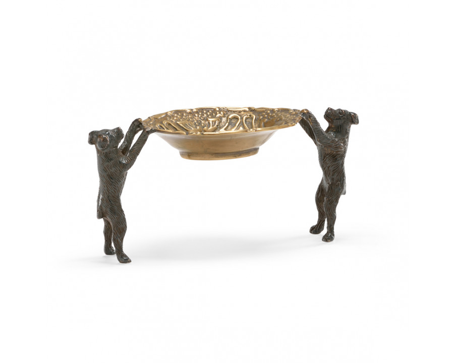 Wildwood - Dogs Bearing Dish in Antique/Bronze Patina, Small