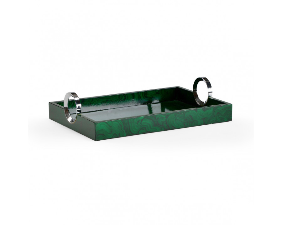 Wildwood - Malachite Tray in Polished Nickel, Wood