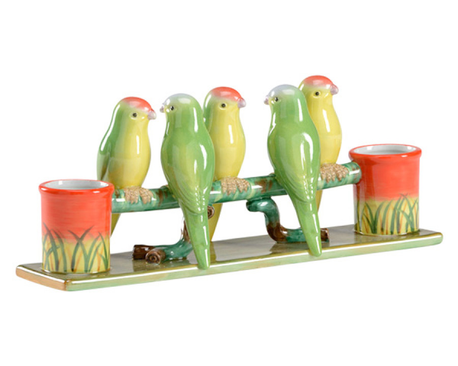 Wildwood Budgies On A Fence - Multi-Color