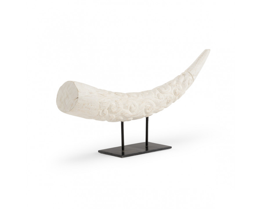 Wildwood - Elephant Tusk in Hand Carved/White Washed, Wood