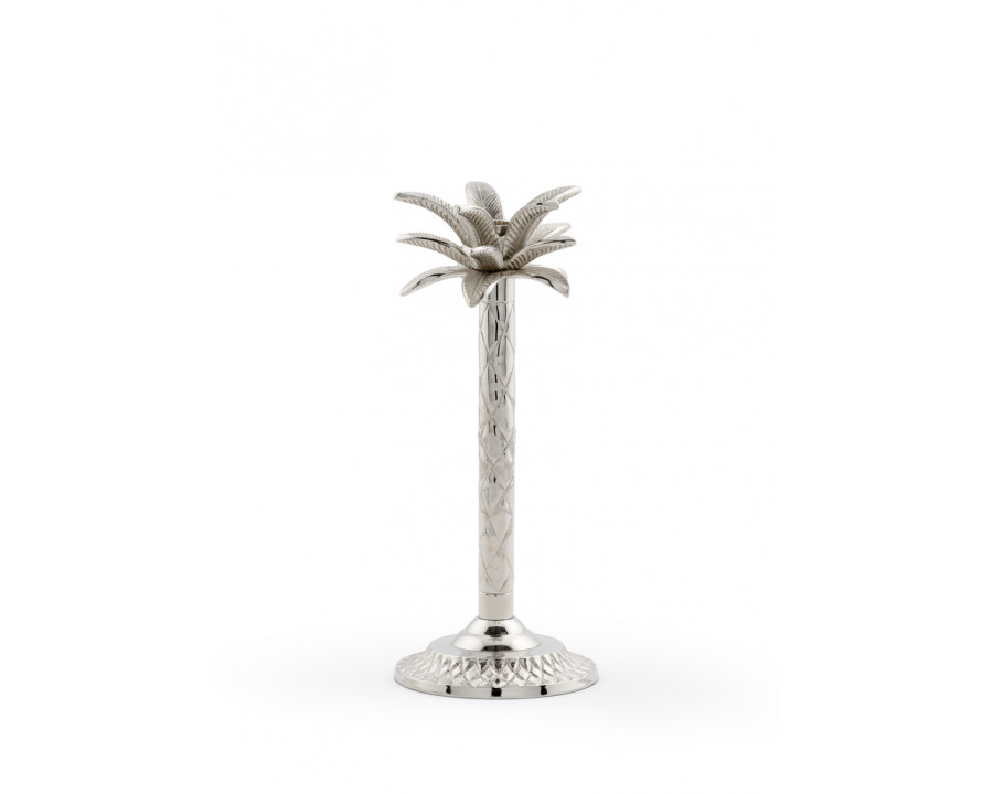 Wildwood - Palm Candlestick in Polished Nickel, Brass