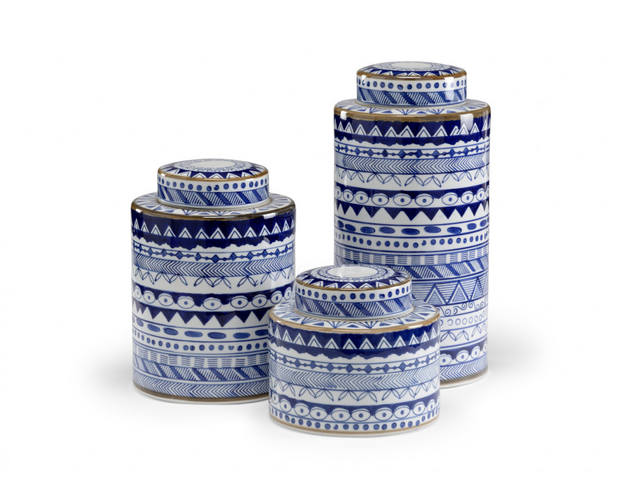 Wildwood - Blue And White Canisters (S3) in Porcelain