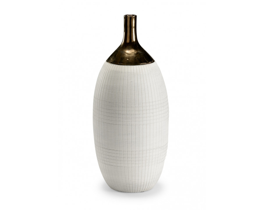 Wildwood - Blanco Potter’s Vase in Burnt Gold/White Glaze, Ceramic