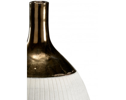 Wildwood - Blanco Potter’s Vase in Burnt Gold/White Glaze, Ceramic