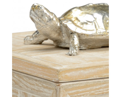 Wildwood Tortoise Box - Whitewashed/Nickel, Small