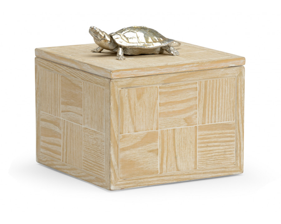 Wildwood Tortoise Box - Whitewashed/Nickel, Large