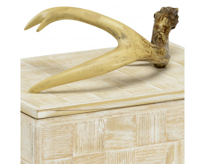 Wildwood - Antler Box in Whitewash, Small