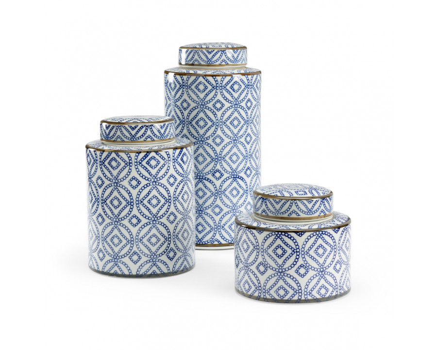 Wildwood - Thelma Canisters (S3) in Blue/White Glaze, Porcelain