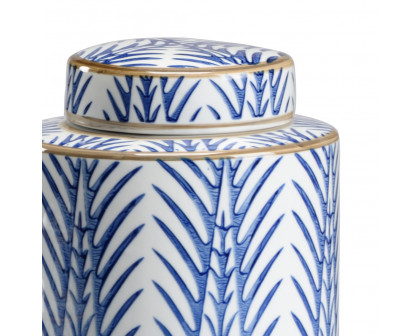 Wildwood - Fronds Canisters (S3) in Blue/White Glaze, Porcelain