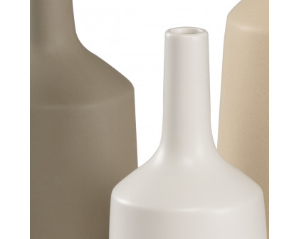 Wildwood - Madsen Vases (S3) in White/Charcoal/Tan Glaze, Ceramic/Porcelain